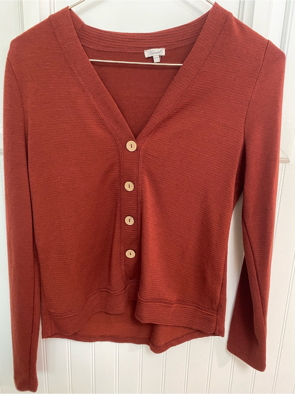 Kismet Rust Button-Front V-Neck Sweater